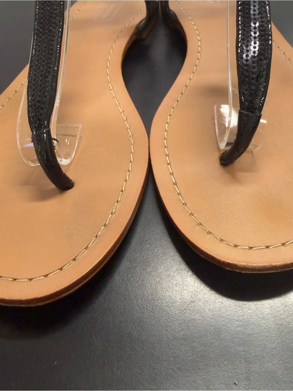 Coach Rolanda Black Leather T-Strap Sandals Size 7